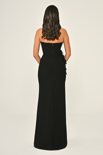 Halter Yaka Dar Kesim Yırtmaçlı Krep Uzun Abiye Elbise Alfa Beta