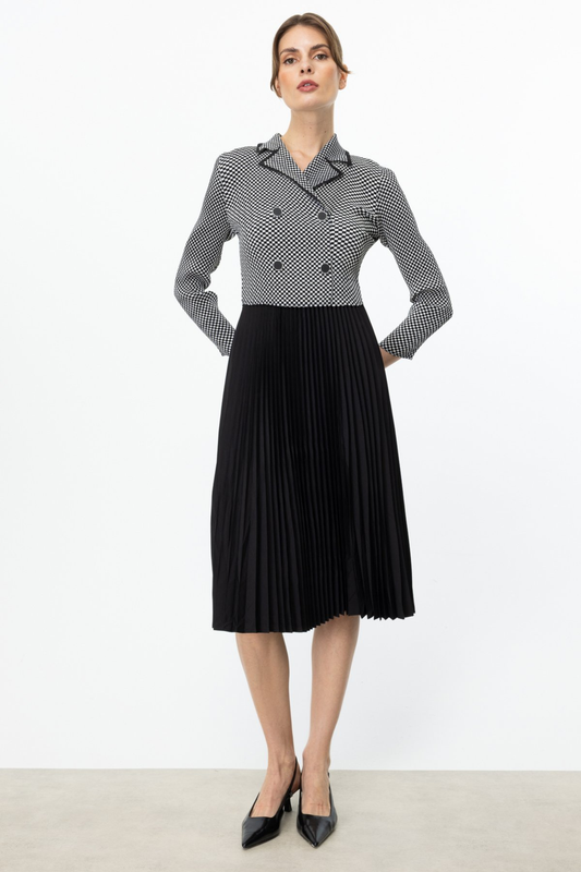 Ekol Süs Düğmeli Maxi Elbise