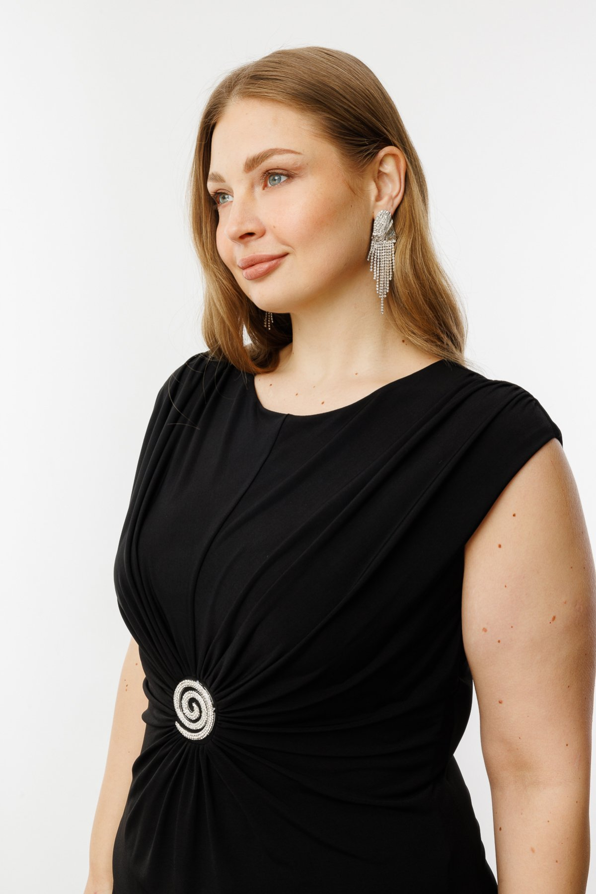 Taş Aksesuarlı Büzgülü Elbise Ekol Translation missing: tr.content.product_image_secondary