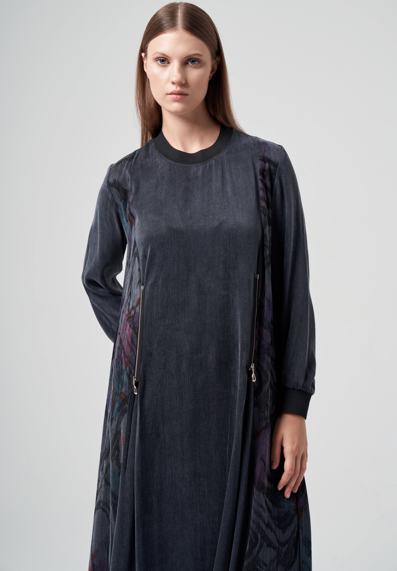 Müsemma Oversize Midi Kadife Elbise - Uzun Kol, Minimalist Tarz Translation missing: tr.content.product_image_main