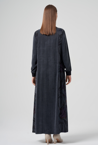 Müsemma Oversize Midi Kadife Elbise - Uzun Kol, Minimalist Tarz Translation missing: tr.content.product_image_secondary