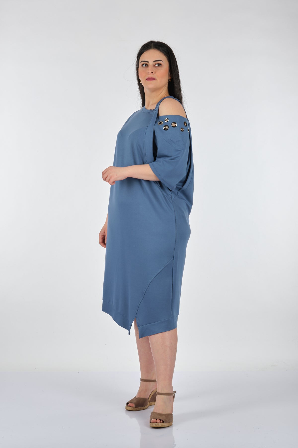 Vedi-bb Tek Omuz Oversize Midi Günlük Elbise - Rahat ve Şık Translation missing: tr.content.product_image_main