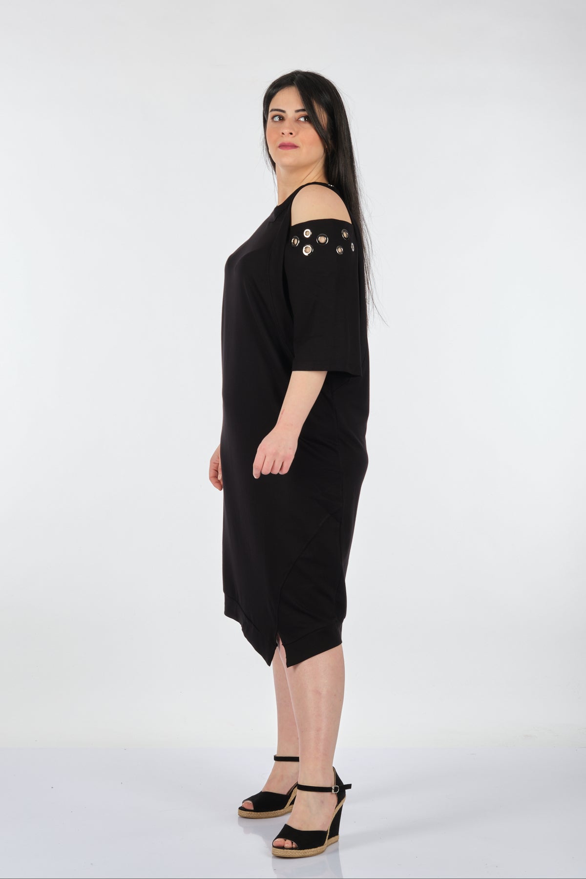 Vedi-bb Tek Omuz Oversize Midi Günlük Elbise - Rahat ve Şık Translation missing: tr.content.product_image_secondary