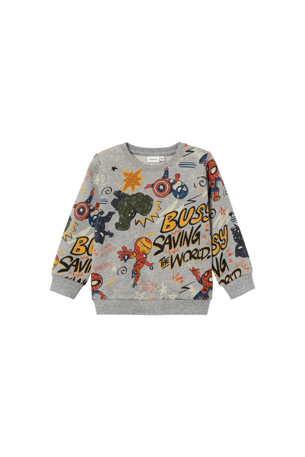 Erkek Çocuk Süper Kahraman Desenli UzunKol Sweatshirt-Rahat ve Şık