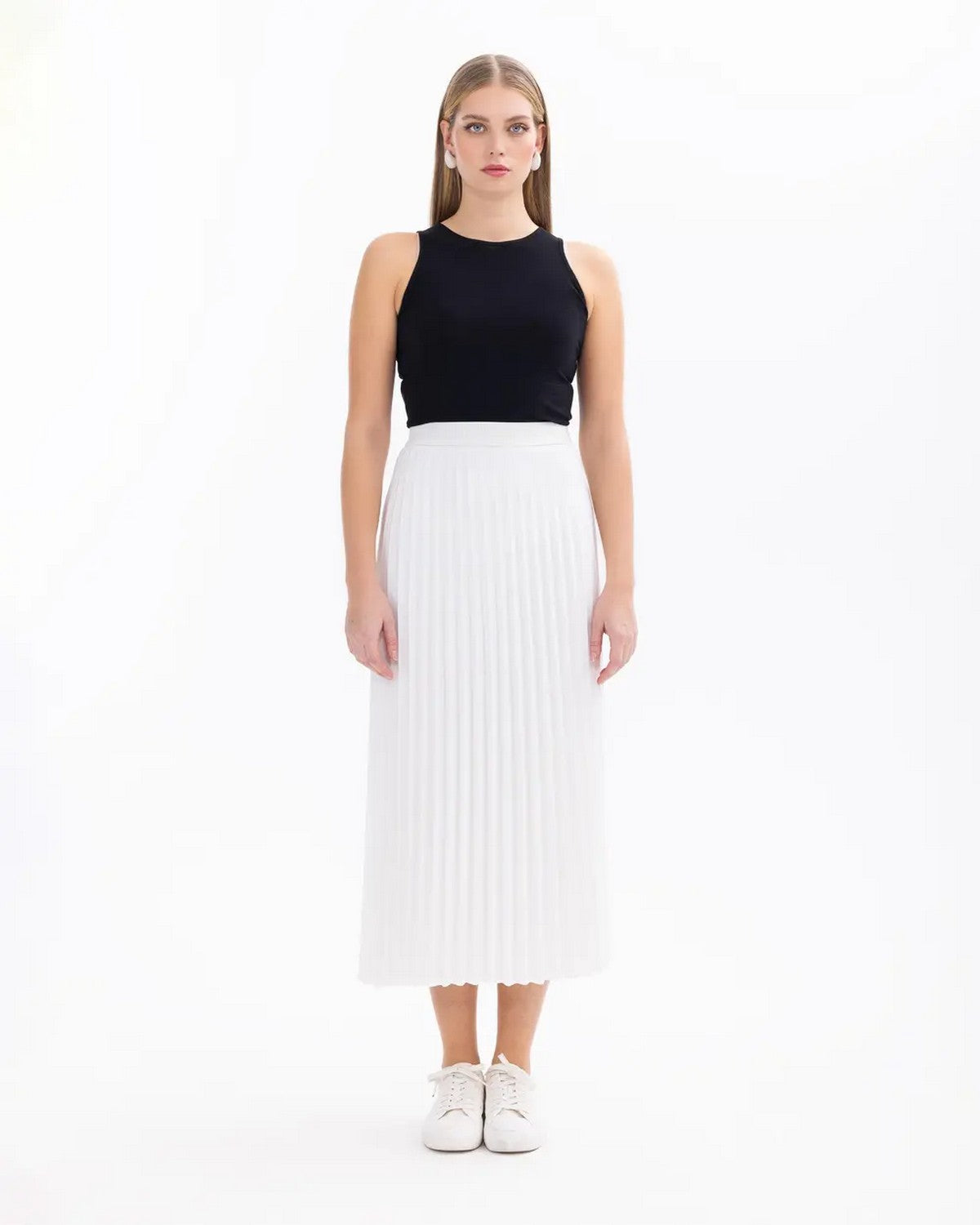 SCL Midi Pileli Etek: Minimalist Günlük Stil - Şimdi Al!