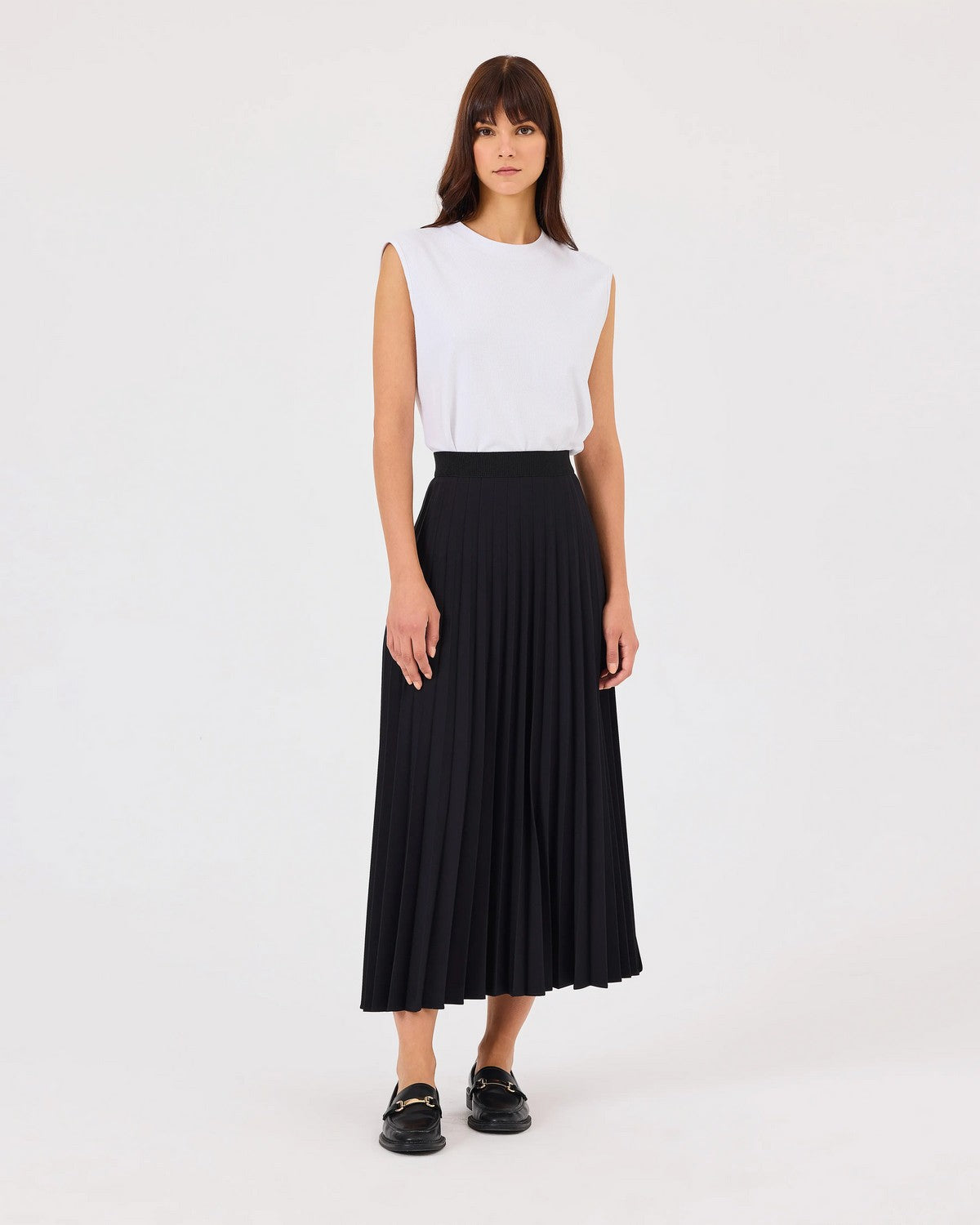 SCL Midi Pileli Etek - Minimalist Günlük Stil, Yüksek Bel, Pileli Detaylar Translation missing: tr.content.product_image_main