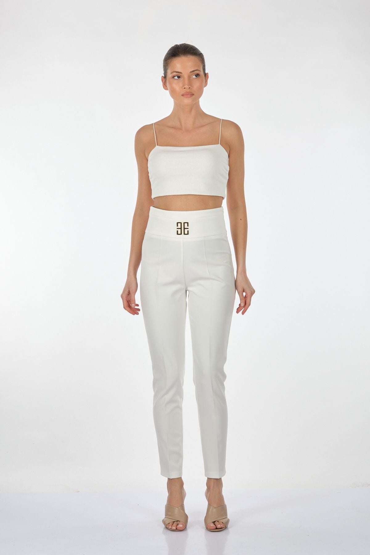 Explosion Minimalist Yüksek Bel Crop Pantolon - Günlük & Özel Gün