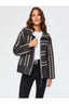 Faik Sönmez Oversize Çizgili Kadın Ceket - Minimalist Tarz