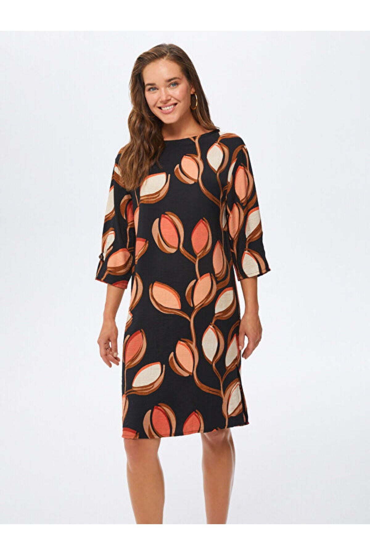Faik Sönmez Midi Elbise - 3/4 Kol - Günlük Stil