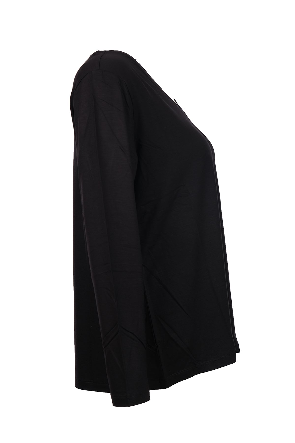 Faik Sönmez Kadın Oversize V Yaka Uzun Kol Minimalist T-Shirt
