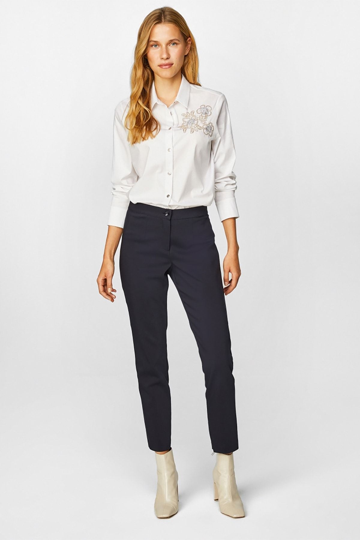 Faik Sönmez Minimalist Slim Fit Midi Kadın Pantolon - Günlük & İş