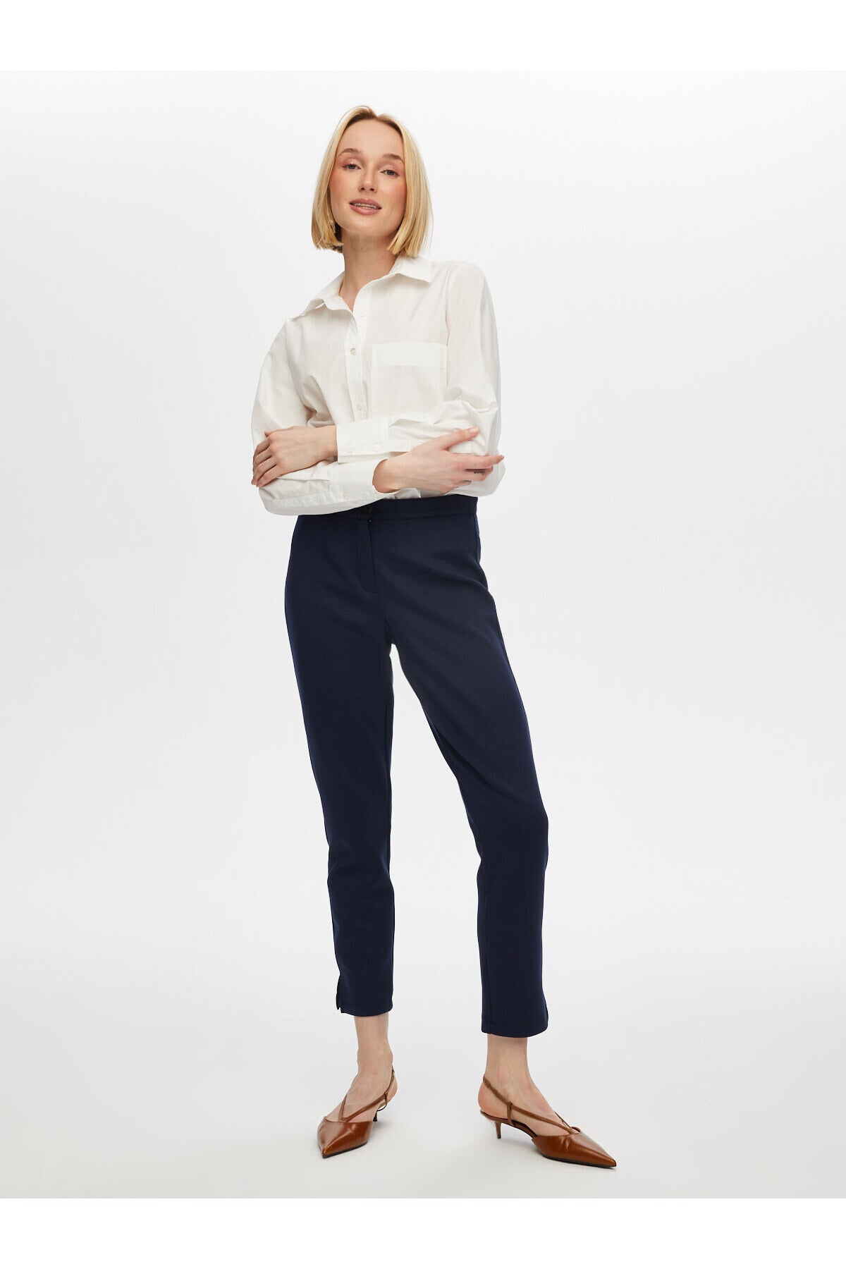 Faik Sönmez Kadın Slim Fit Örme Pantolon 25YB00053-1 İkincil görsel