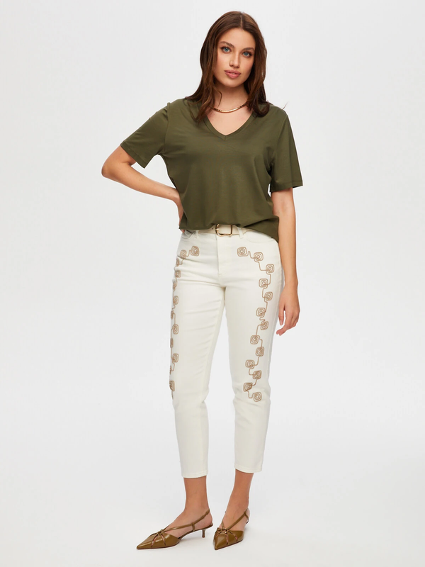 Faik Sönmez Oversize V Yaka Kadın T-Shirt - Rahat ve Şık