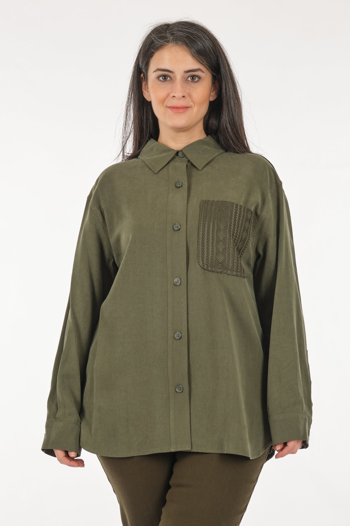 Faik Sönmez Oversize Uzun Kol Gömlek Yaka Kadın Tunik - Minimalist Tasarım