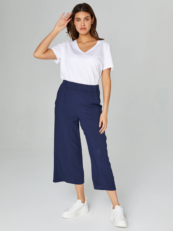 Faik Sönmez Kadın Wide Leg Viskon Kapri 25YB00080