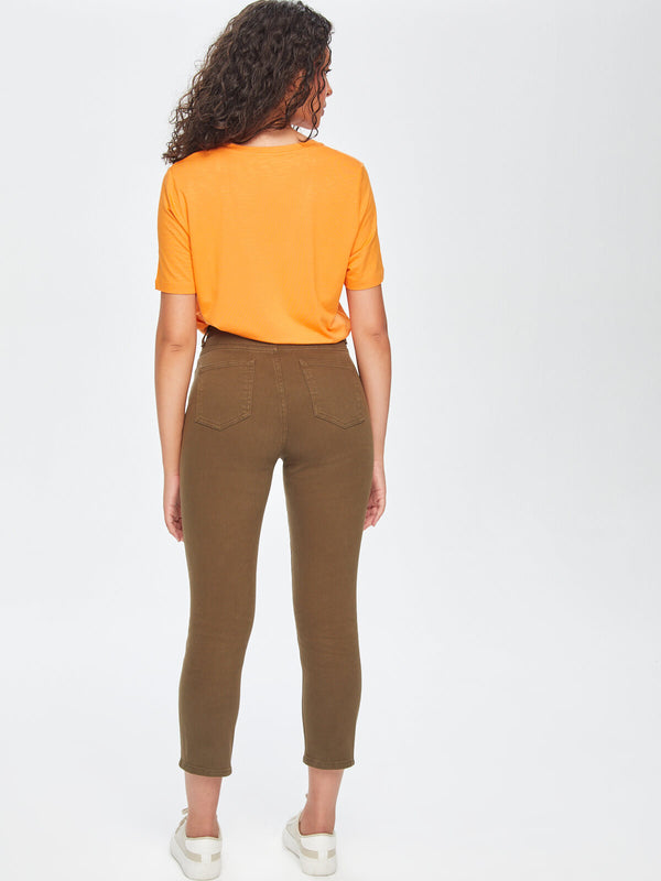 Faik Sönmez Minimalist Crop Kadın Pantolon - Yüksek Bel Midi Boy