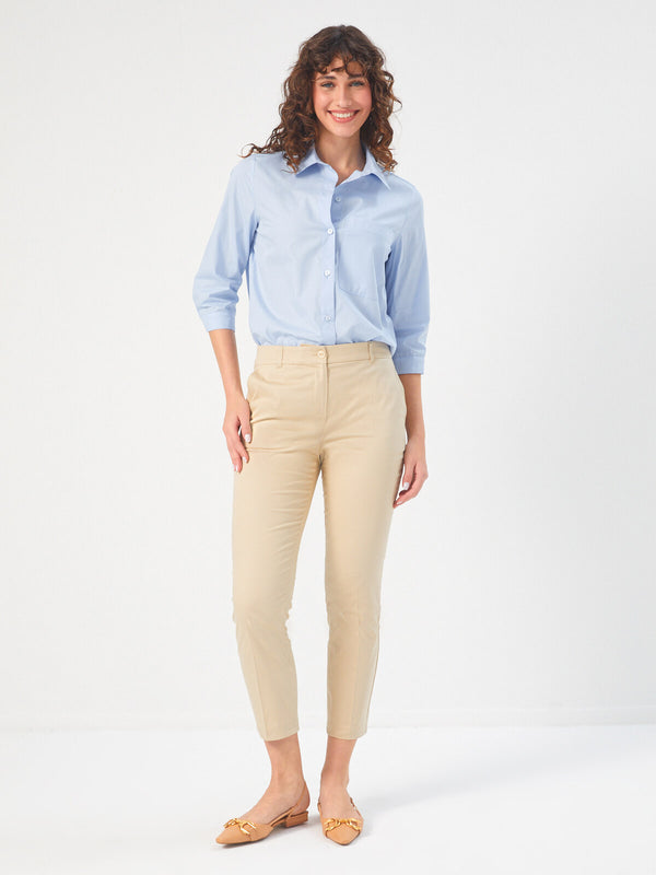 Faik Sönmez Minimalist Crop Kadın Pantolon - Yüksek Bel - Modern