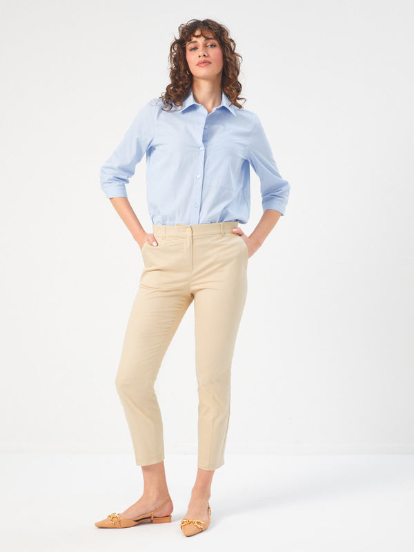 Faik Sönmez Minimalist Crop Kadın Pantolon - Yüksek Bel - Modern