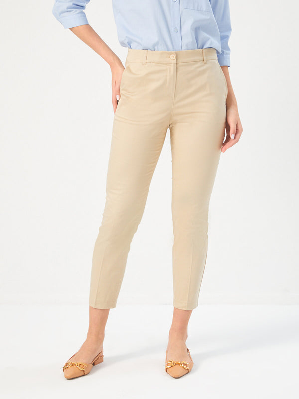 Faik Sönmez Minimalist Crop Kadın Pantolon - Yüksek Bel - Modern