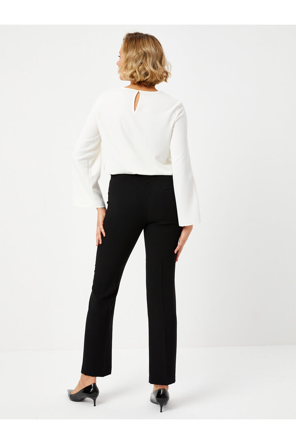 Faik Sönmez Minimalist Kadın Pantolon - Regular Fit - Yüksek Bel