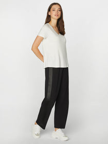 Faik Sönmez Minimalist Oversize V Yaka Kadın T-Shirt - Kısa Kol