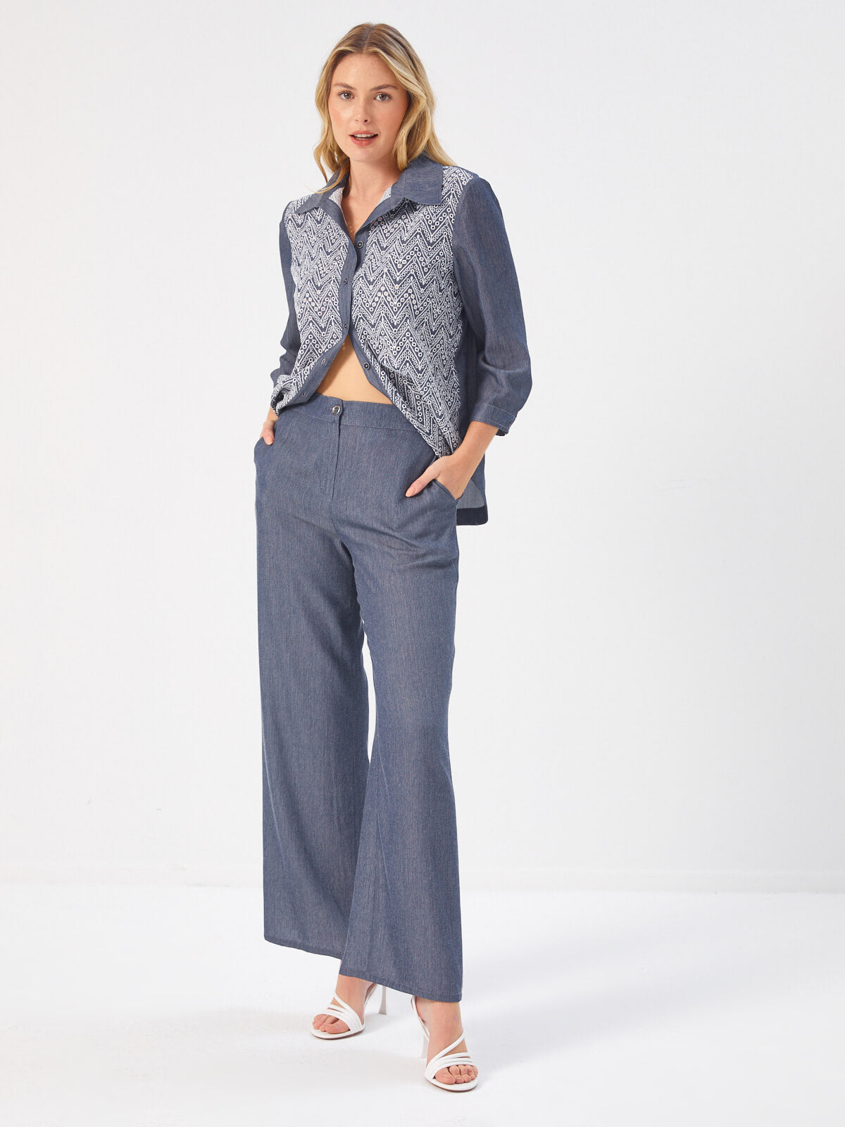 Faik Sönmez Minimalist Yüksek Bel Wide Leg Kadın Pantolon - Günlük Kullanım Translation missing: tr.content.product_image_main