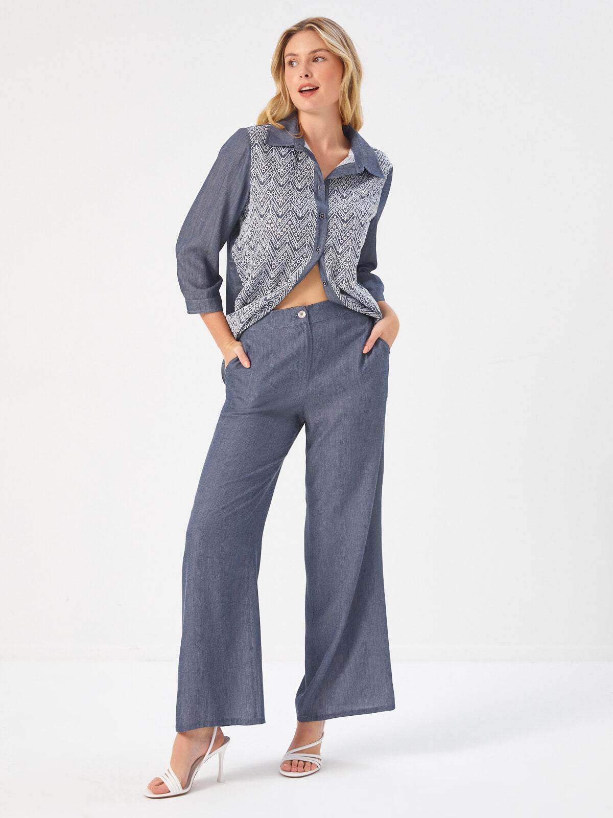Faik Sönmez Minimalist Yüksek Bel Wide Leg Kadın Pantolon - Günlük Kullanım Translation missing: tr.content.product_image_secondary
