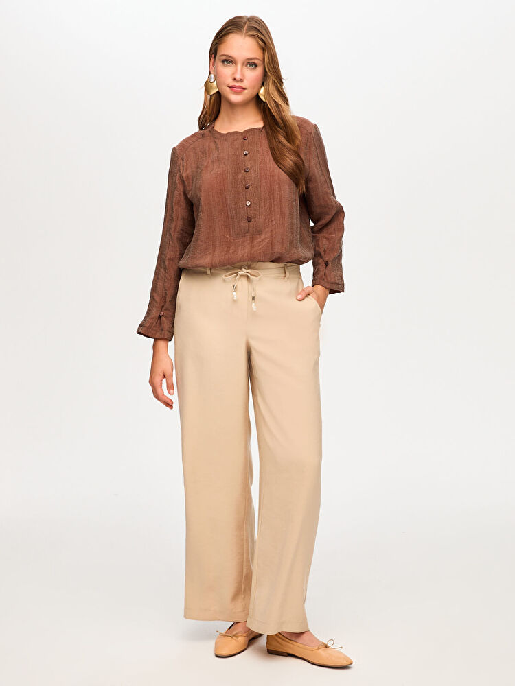 Faik Sönmez Wide Leg Fit Modallı Beli Lastikli Pantolon US26PNT029 Ana görsel