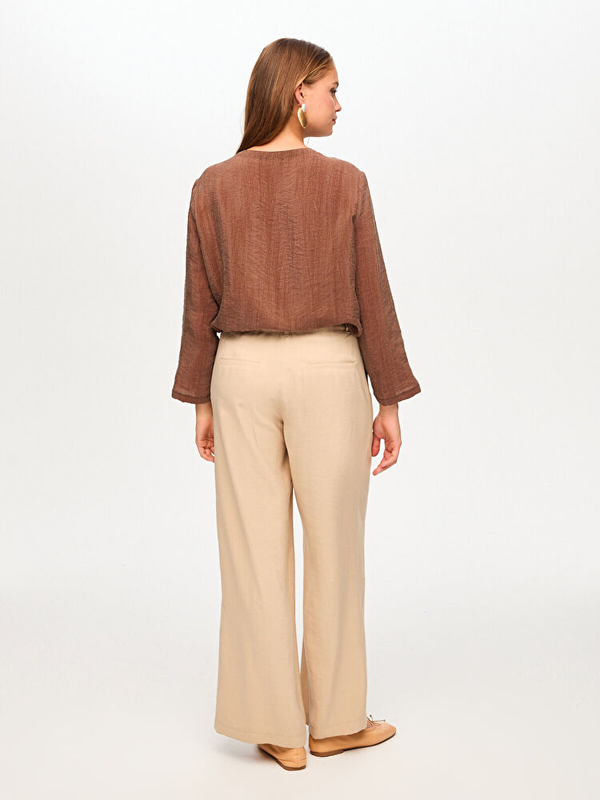 Faik Sönmez Wide Leg Fit Modallı Beli Lastikli Pantolon US26PNT029