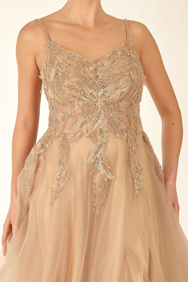 Favore Straplez Maxi Abiye Elbise - Şifon, Nakış Detaylı - Özel Günler İçin