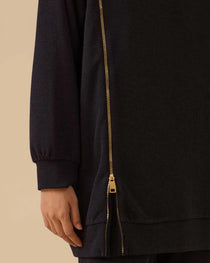 fermuar detaylı yuvarlak yaka sweatshirt Scl