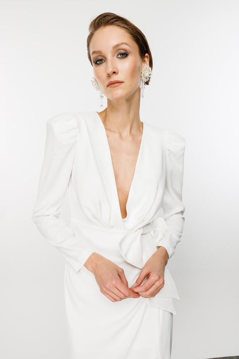 Fiyonklu Abiye Elbise Nefeli 36 Beyaz