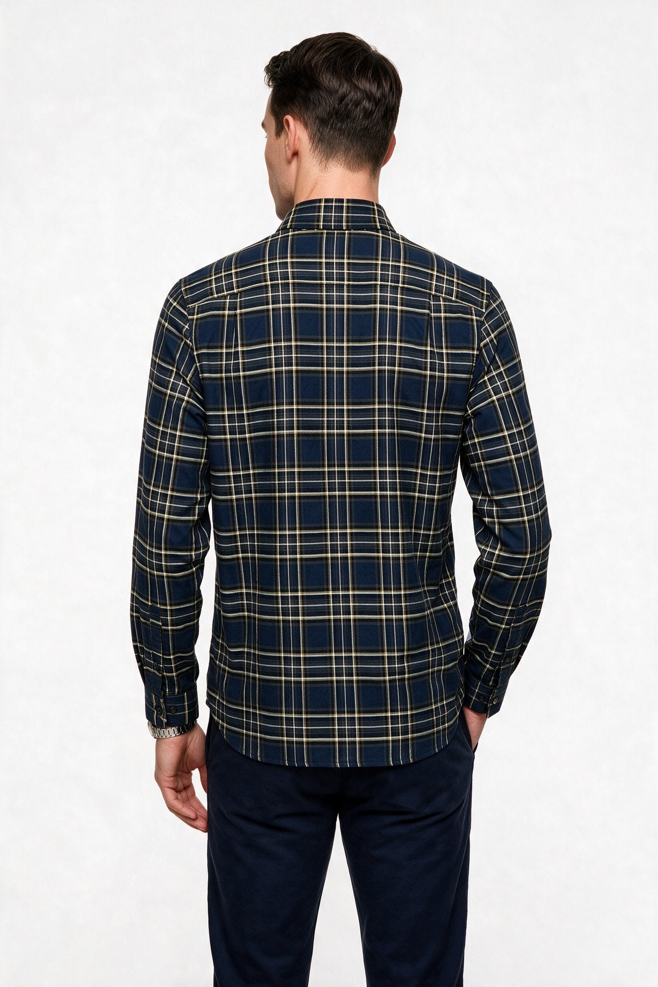Fred Perry Erkek Normal Kesim Düğmeli Yaka Uzun Kollu Ekose Desenli Gömlek İkincil görsel