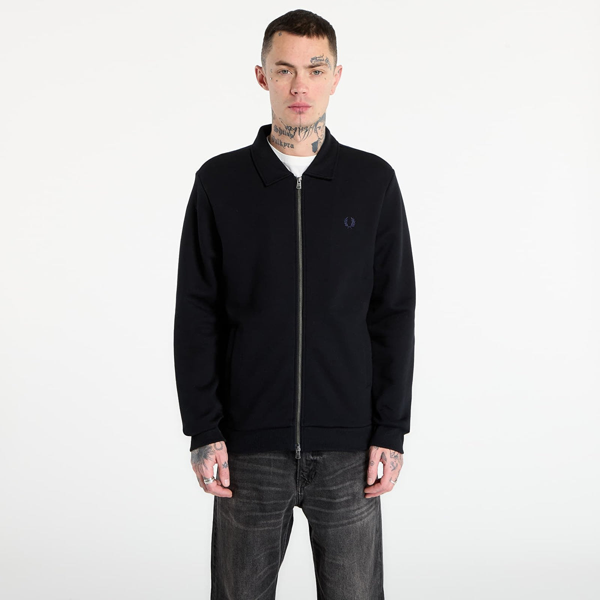 Fred Perry Erkek Klasik Yaka Tam Fermuarlı Uzun Kollu Sweatshirt J1328-102
