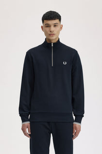 Fred Perry Erkek Dik Yaka Yarım Fermuarlı Ribanalı Manşetli Sweatshirt