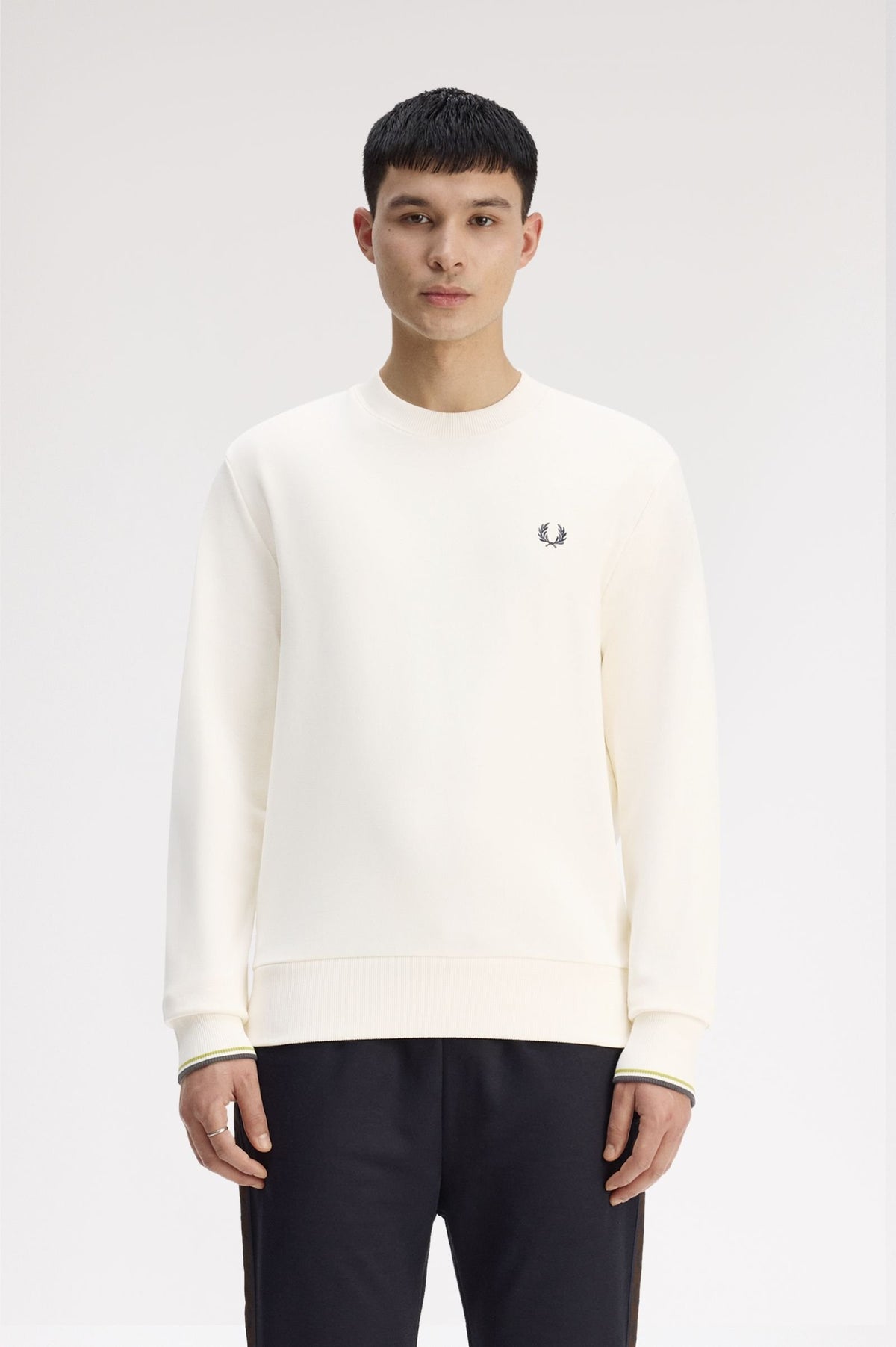 Fred Perry Erkek Bisiklet Yaka Pamuk Karışımlı Uzun Kollu Sweatshirt