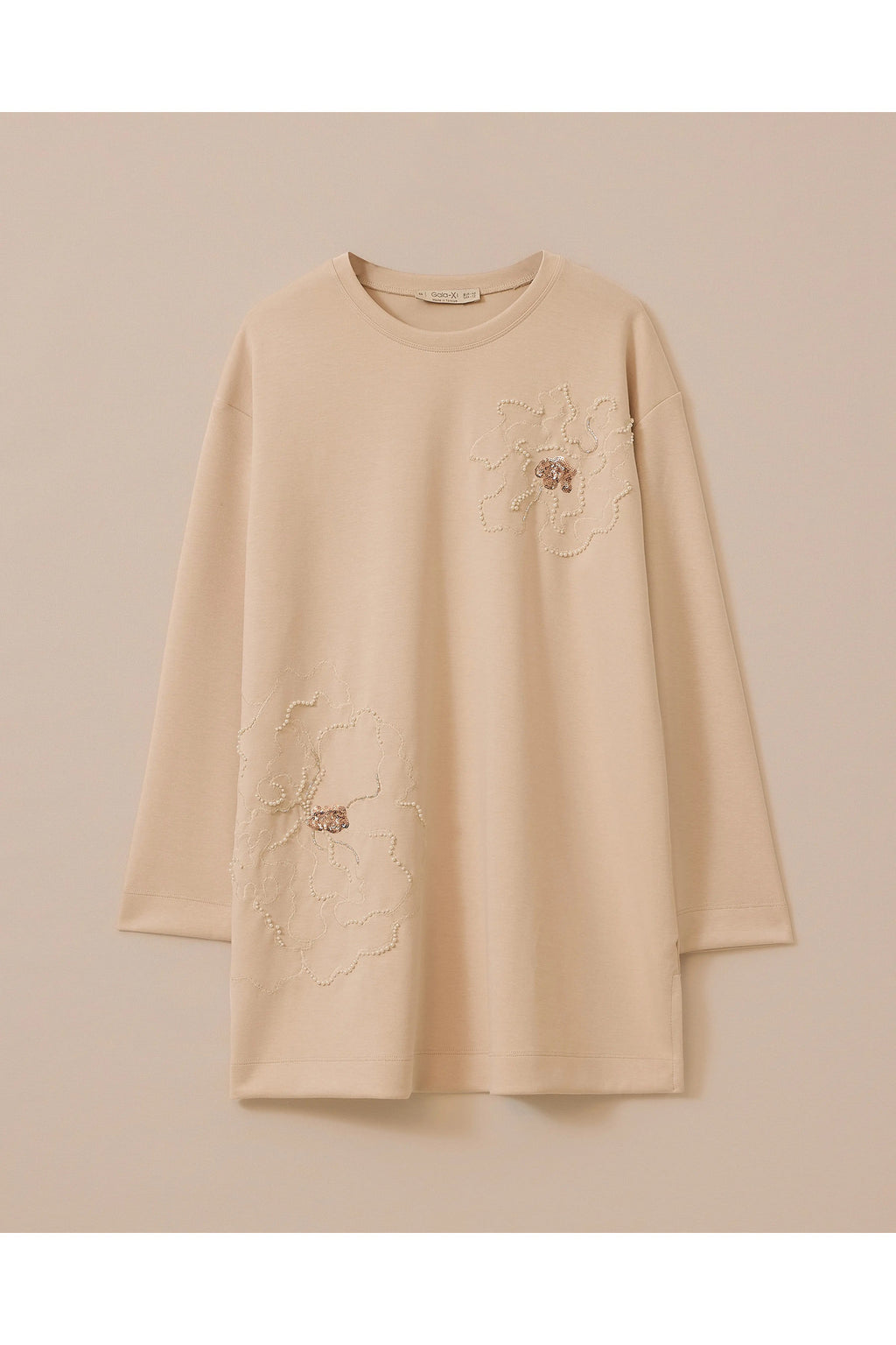 Gala-xi Kadın Büyük Beden Çiçek İşlemeli Sweatshirt 10002512314003