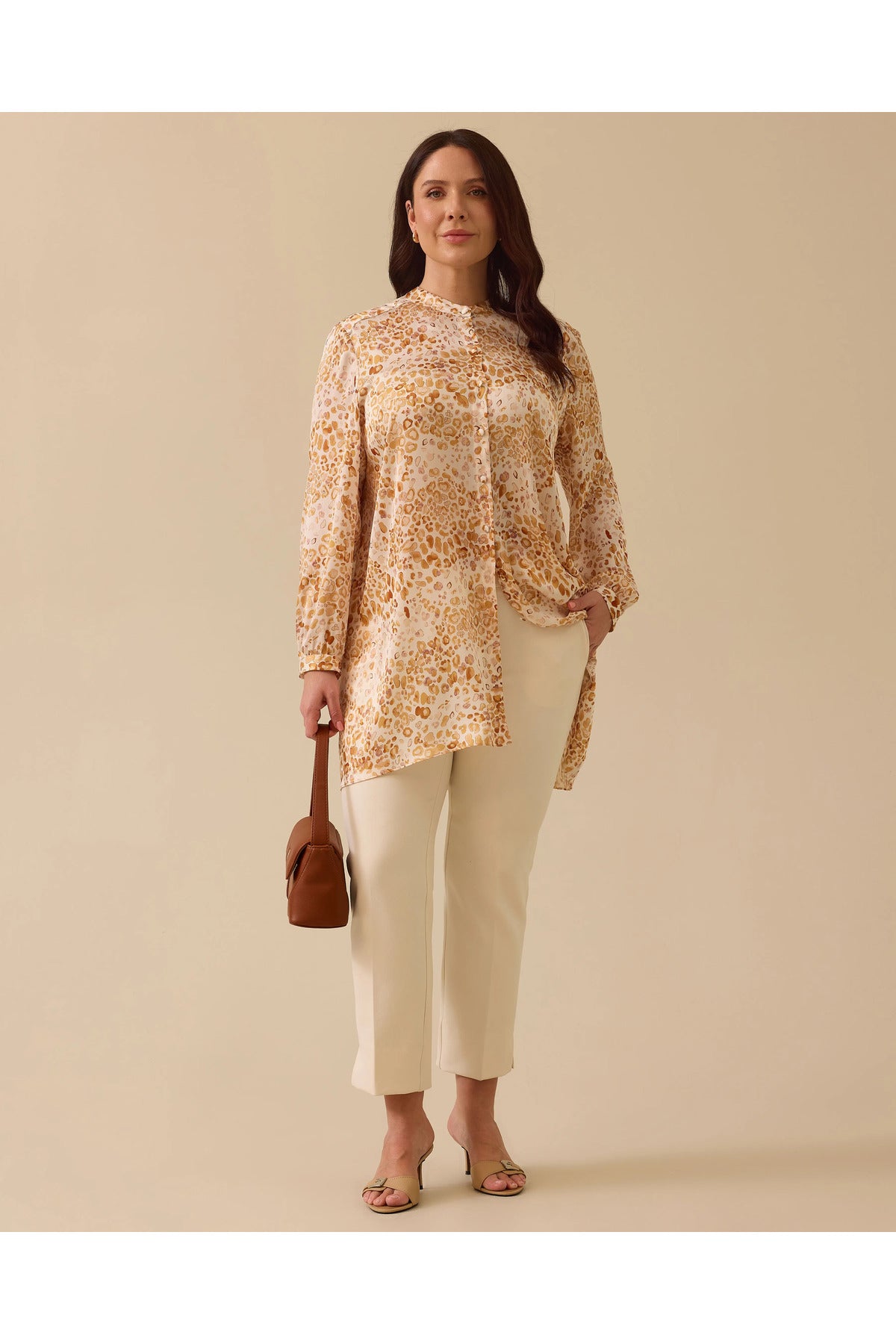 Gala-xi Kadın Büyük Beden Hakim Yaka Leopar Desenli Düğmeli Tunik 10002511214011 Translation missing: tr.content.product_image_secondary