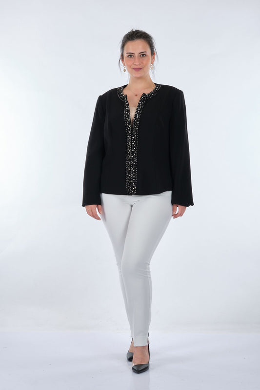 Gala-xi Oversize Minimalist Kadın Ceket - Uzun Kol, Yuvarlak Yaka