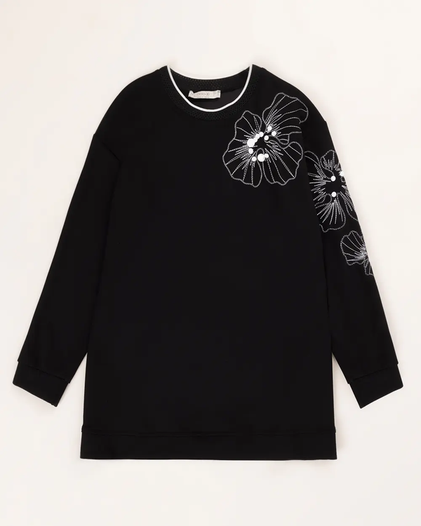 Gala-xi Kadın  Büyük Beden Sıfır Yaka İşlemeli Sweatshirt 10002422314001