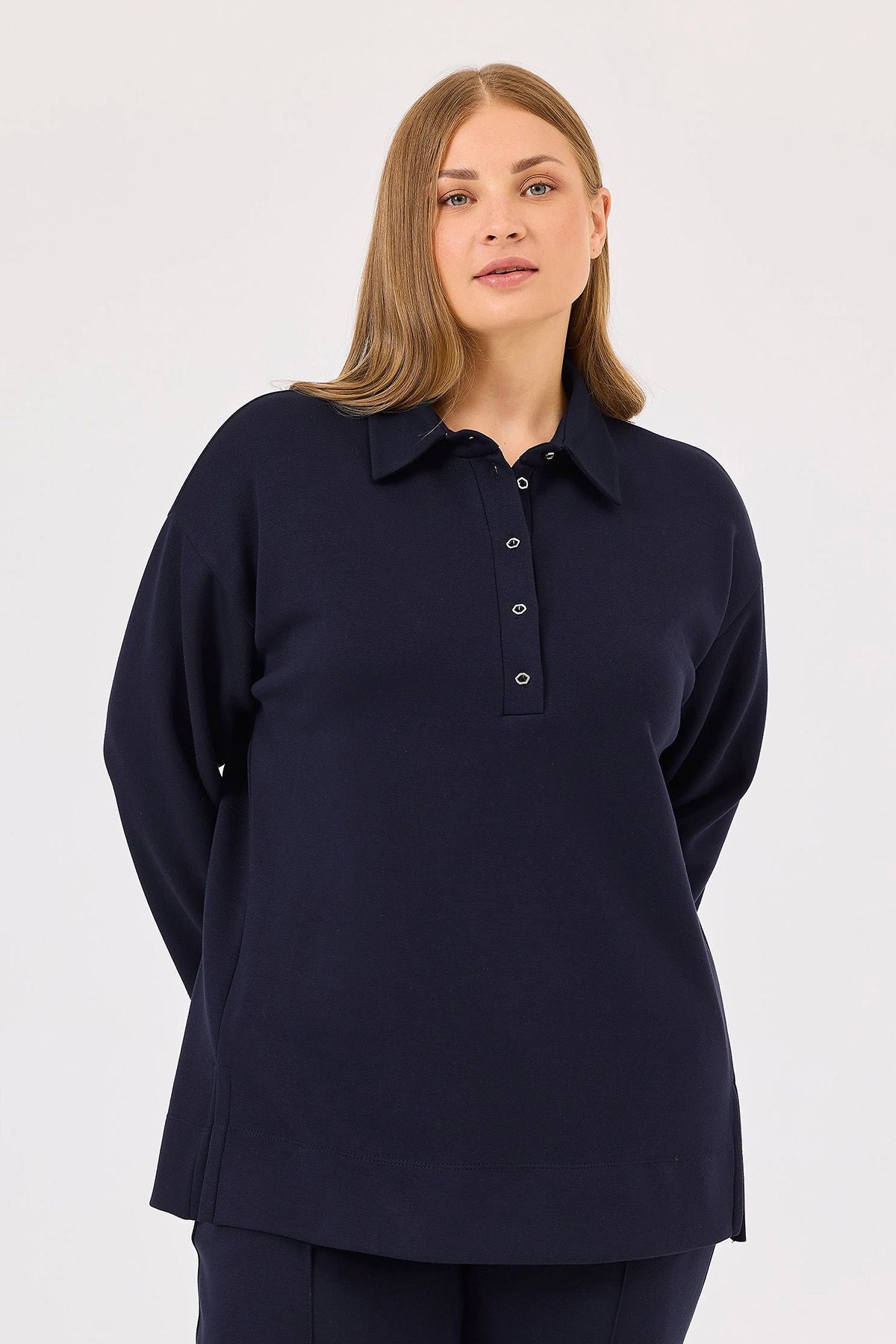 Gala-xi Kadın Büyük Beden Polo Yaka Sweatshirt 10002422314002 Translation missing: tr.content.product_image_secondary