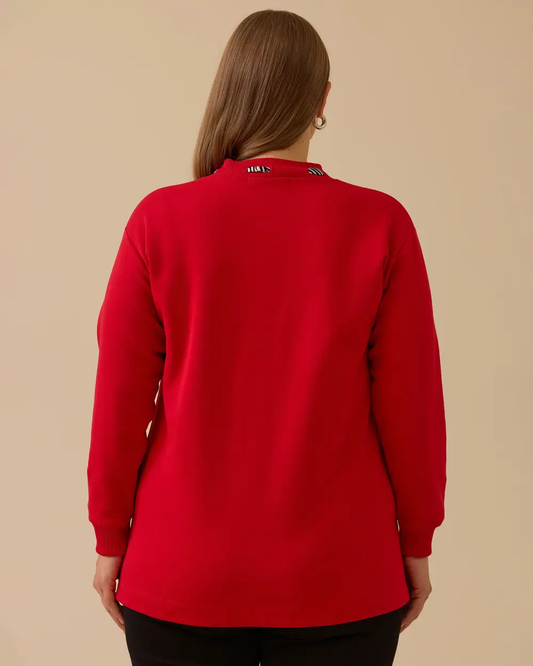 büyük beden fular yakalı sweatshirt10002522314010