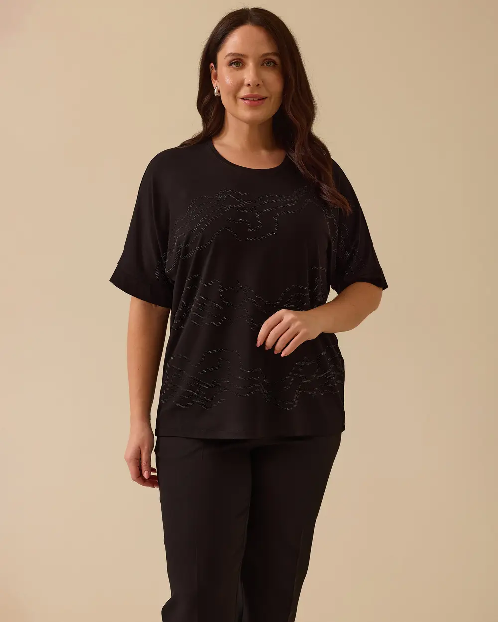 Gala-xi Kadın Büyük Beden Taş Detaylı T-Shirt 10002512414007 Translation missing: tr.content.product_image_main