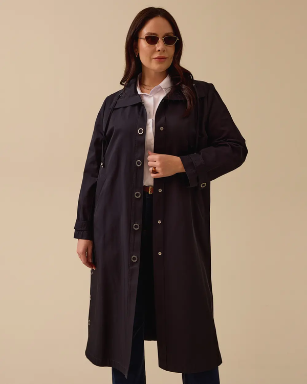Gala-xi Kadın Büyük Beden Bağcıklı Yaka Trençkot 10002512514003