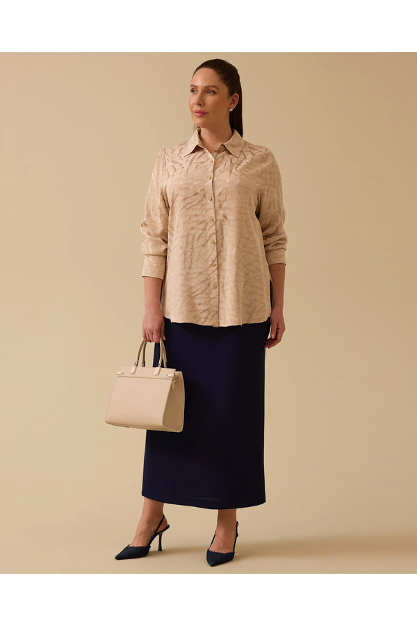 Gala-xi Oversize Uzun Kol Minimalist Kadın Gömlek - Günlük