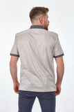 Gallus Minimalist Keten Erkek T-Shirt - Kısa Kol Yarım Fermuar