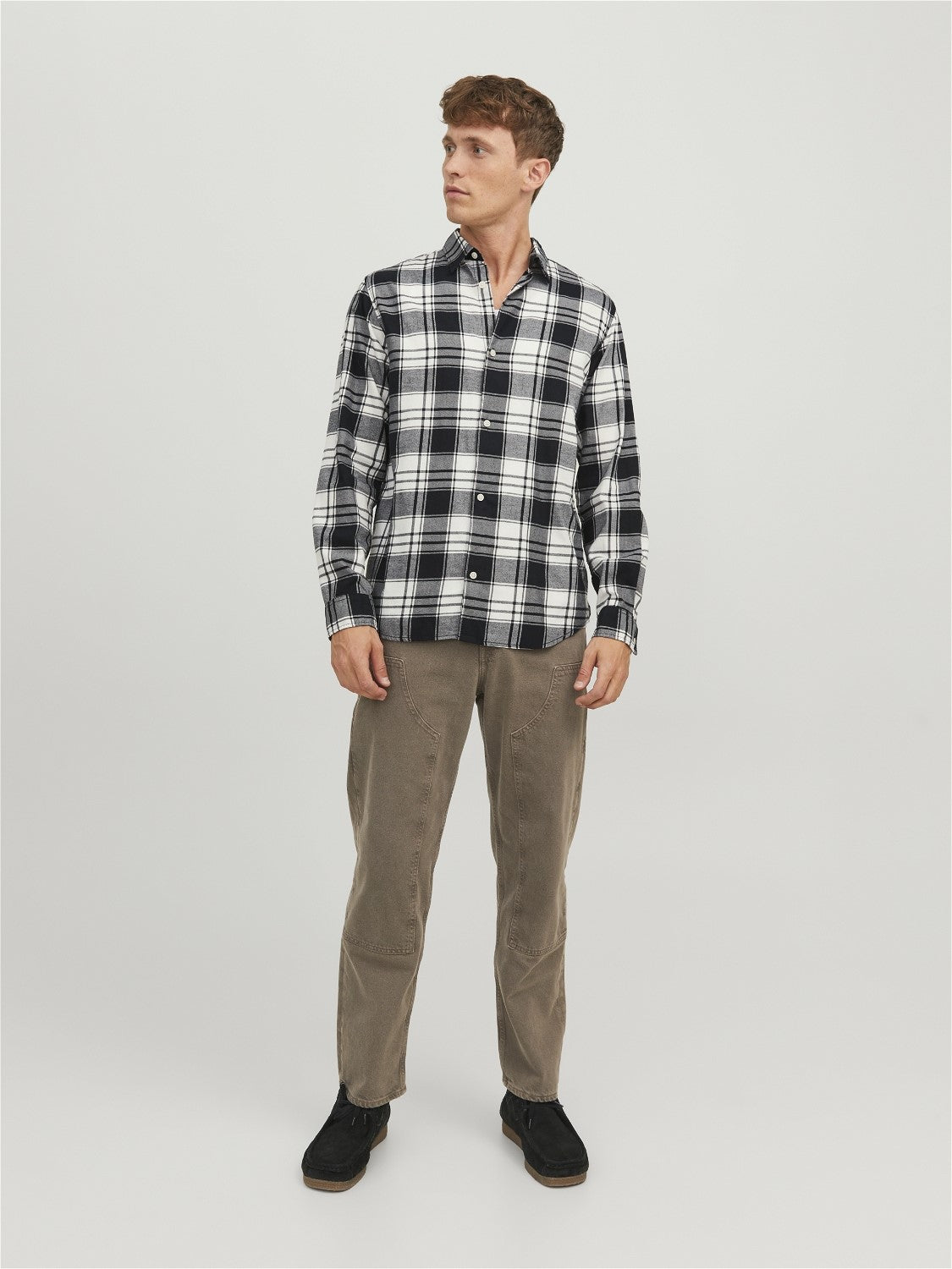 Jack&Jones Erkek Uzun Kol Kareli Minimalist Gömlek - Günlük Stil