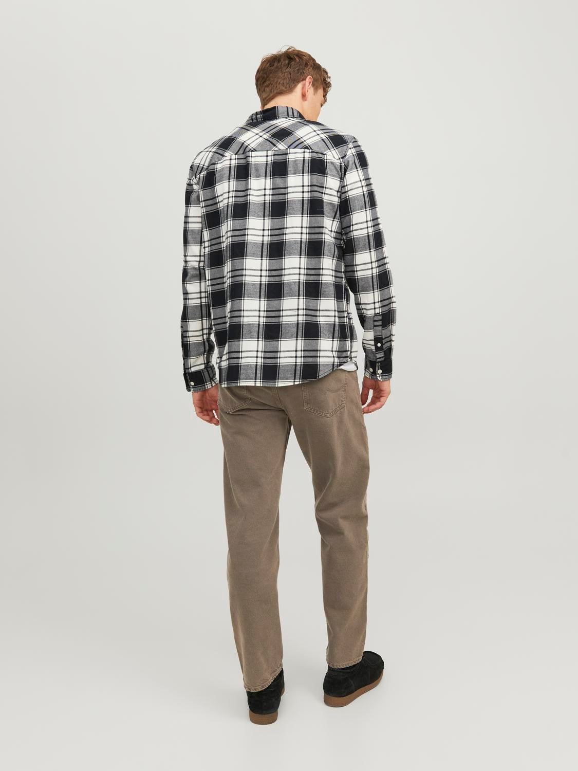 Jack&Jones Erkek Uzun Kol Kareli Minimalist Gömlek - Günlük Stil