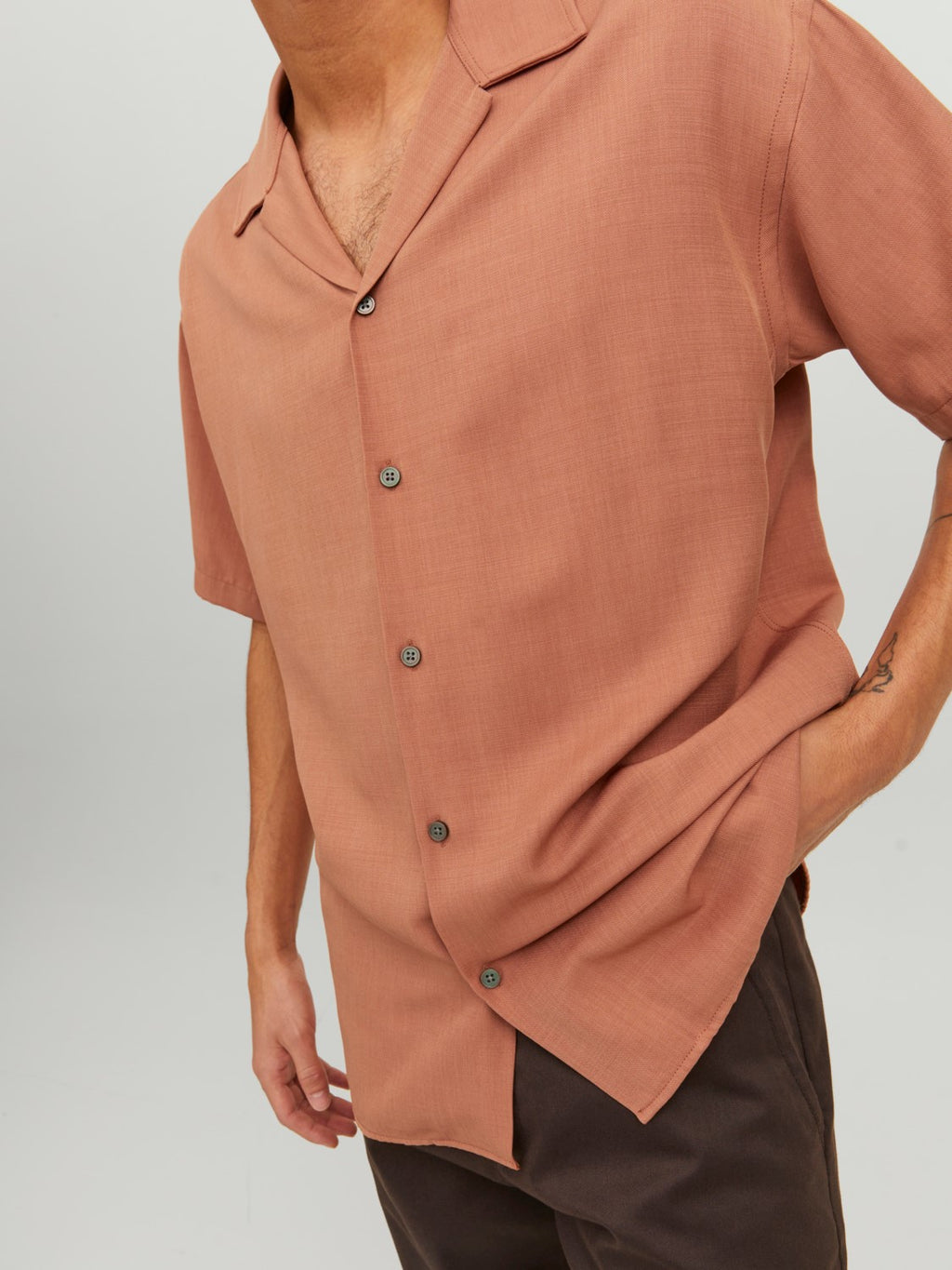 Jack&Jones Oversize Minimalist Kısa Kol Erkek Gömleği