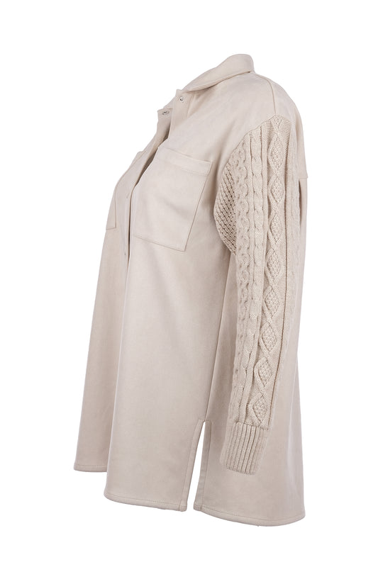 SCL Minimalist Oversize Midi Gömlek - Kazak Detaylı Kollar